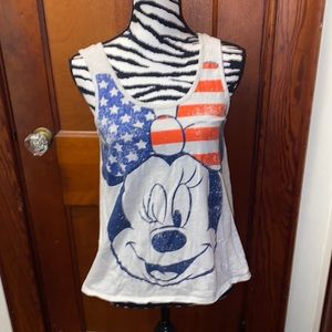 Disney Minnie mouse, American flag, gray, tank top size medium